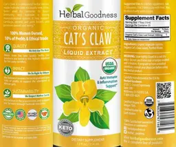 Label for Organic Cat's Claw