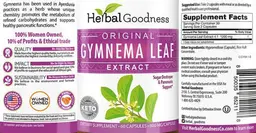 Label for Original Gymnema Leaf Extract 600 mg