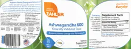 Label for Ashwagandha 600