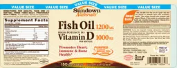 Label for Fish Oil 1200 mg Vitamin D3 1000 IU