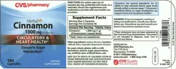 Label for Cinnamon 1000 mg