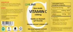 Label for Non Acidic Vitamin C 1500 mg