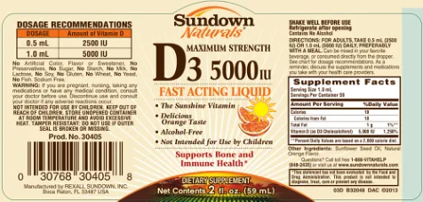 Label for Maximum Strength D3 5000 IU