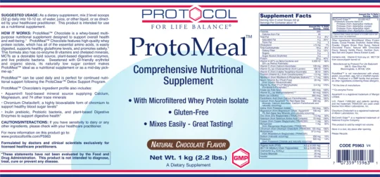 Label for ProtoMeal Natural Chocolate Flavor