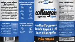 Label for AminoSculpt Collagen Sugar-Free 10 Gram Pina Colada