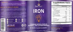 Label for Iron Grape Flavor Gummies