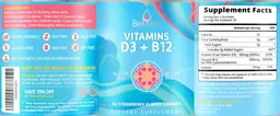 Label for Vitamins D3 + B12 Strawberry Flavor Gummies