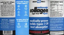 Label for AminoSculpt Collagen Sugar-Free 10 Gram Strawberry Banana