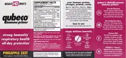 Label for Qubeco Immune Primer Pineapple Zest