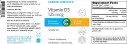 Label for Vitamin D3 125 mcg 5,000 IU