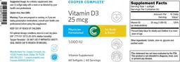 Label for Vitamin D3 25 mcg 1,000 IU