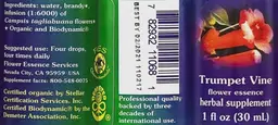 Label for Trumpet Vine Flower Essence