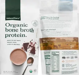 Label for Organic Bone Broth Protein Chocolate