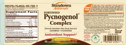 Label for Fortified Pycnogenol Complex