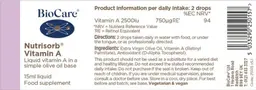 Label for Nutrisorb Vitamin A