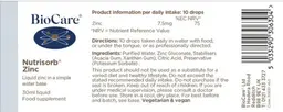 Label for Nutrisorb Zinc