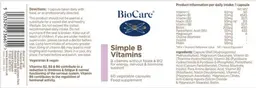 Label for Simple B Vitamins