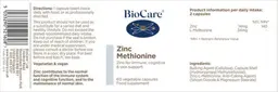 Label for Zinc Methionine