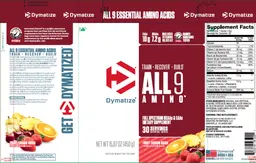 Label for All9 Amino Fruit Fusion Rush