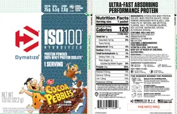 Label for ISO100 Hydrolyzed Cocoa Pebbles Flavor