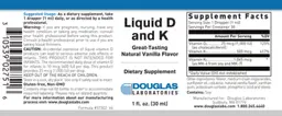 Label for Liquid D and K Natural Vanilla Flavor