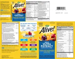 Label for Alive! Men's Ultra Potency Complete Multivitamin