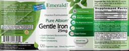 Label for Pure Albion Gentle Iron 25 mg