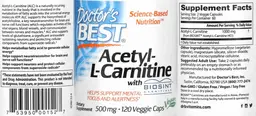 Label for Acetyl-L-Carnitine with BIOSINT Carnitines 500 mg
