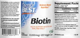 Label for Biotin 10,000 mcg