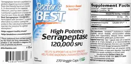 Label for High Potency Serrapeptase 120,000 SPU