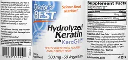 Label for Hydrolyzed Keratin with KeraGLO 500 mg
