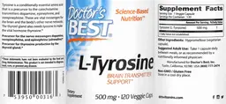Label for L-Tyrosine 500 mg