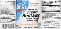 Label for Resveratrol French Red Wine Grape Extract