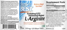 Label for Sustained plus Immediate Release L-Arginine 500 mg