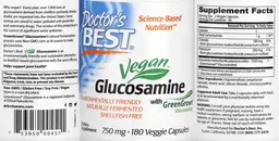 Label for Vegan Glucosamine with GreenGrown Glucosamine 750 mg