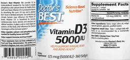 Label for Vitamin D3 125 mcg (5000 IU)