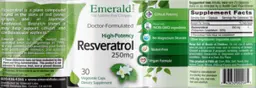 Label for Resveratrol 250 mg