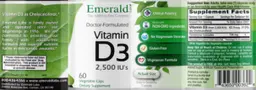 Label for Vitamin D3 2,500 IU's