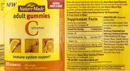 Label for Vitamin C Adult Gummies Orange