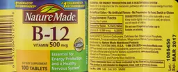 Label for Vitamin B-12 500 mcg