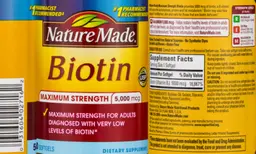 Label for Maximum Strength Biotin 5,000 mcg