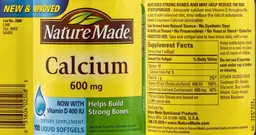 Label for Calcium 600 mg