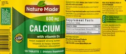 Label for Calcium 600 mg with Vitamin D3