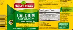 Label for Calcium Magnesium Zinc with Vitamin D3