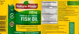 Label for Omega-3 from Fish Oil Pearls 550 mg