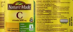 Label for Vitamin C 500 mg