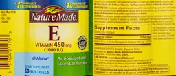 Label for Vitamin E 450 mg (1000 IU)