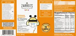 Label for Immune Support & Vitamins Natural Orange Flavor