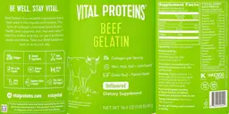 Label for Beef Gelatin Unflavored