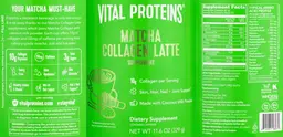 Label for Matcha Collagen Latte Supplement